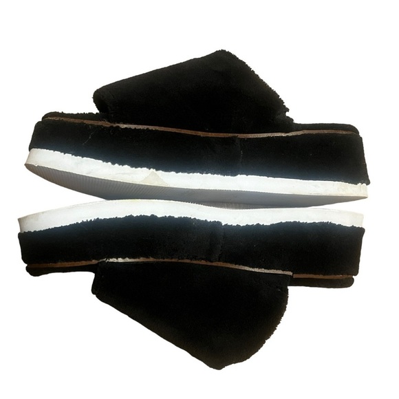 Jane and the shoe Jenny black fuzzy faux fur platform sandals - Picture 8 of 10